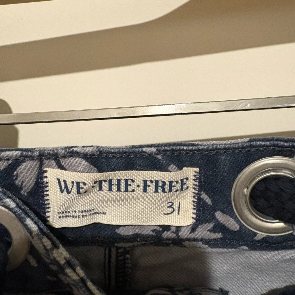 Free People We The Free Moxie Printed Low-Slung Barrel Jean Wallpaper Geo 31 NWT
